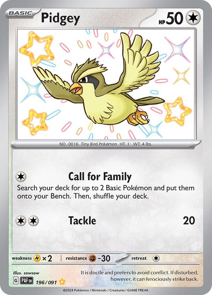 Pidgey #196 - Pokemon Paldean Fates