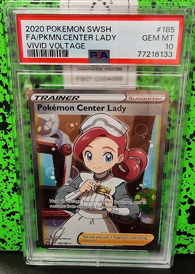 Pokemon Center Lady #185 PSA 10 - Pokemon Vivid Voltage